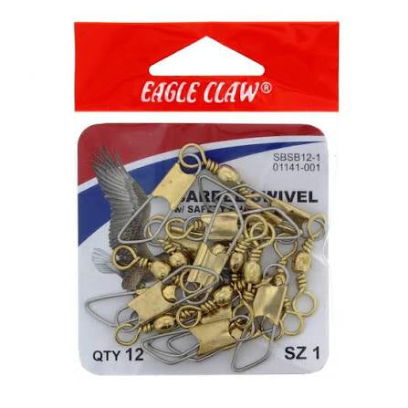 Eagle Claw Barrel Swivel w/ Safety Snap 12pk Size 1