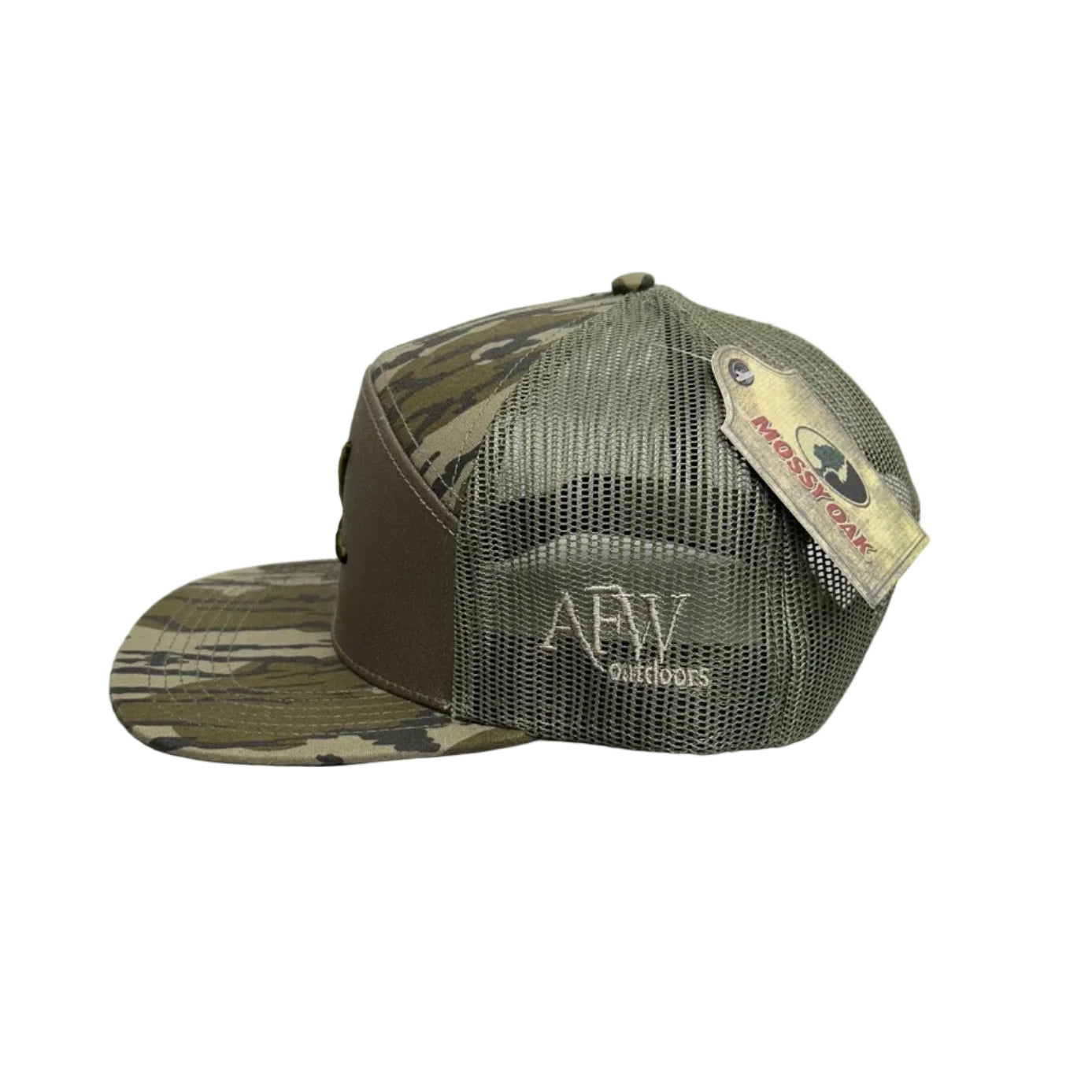 AFW Turkey Tracks Logo 7 Panel Mossy Oak Bottomland and Olive
