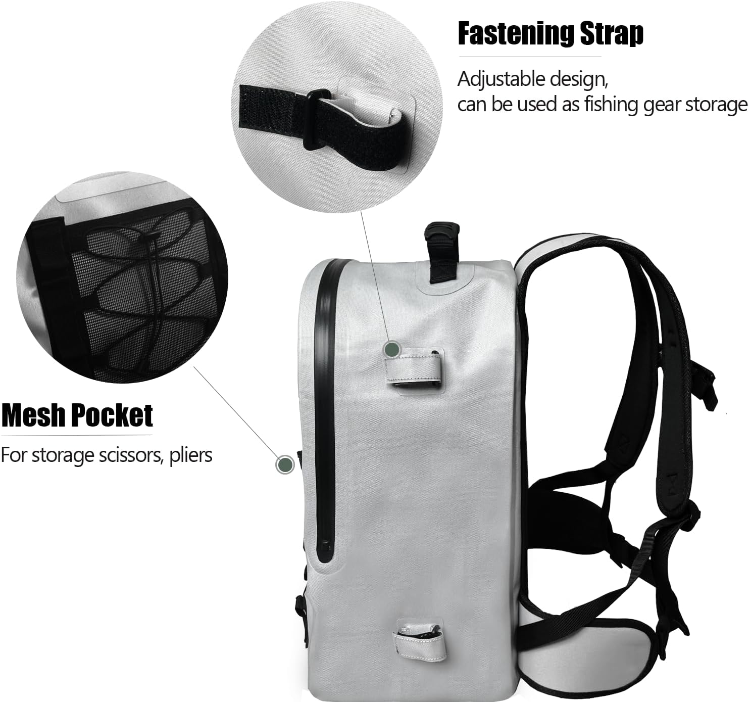 Buffalo Gear 27QT Waterproof Fishing Backpack with Rod Holder