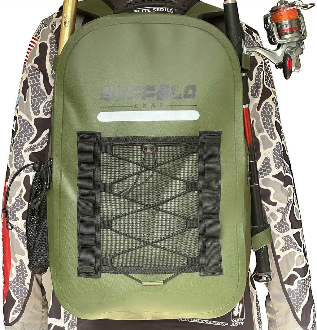 Buffalo Gear 27QT Waterproof Fishing Backpack with Rod Holder