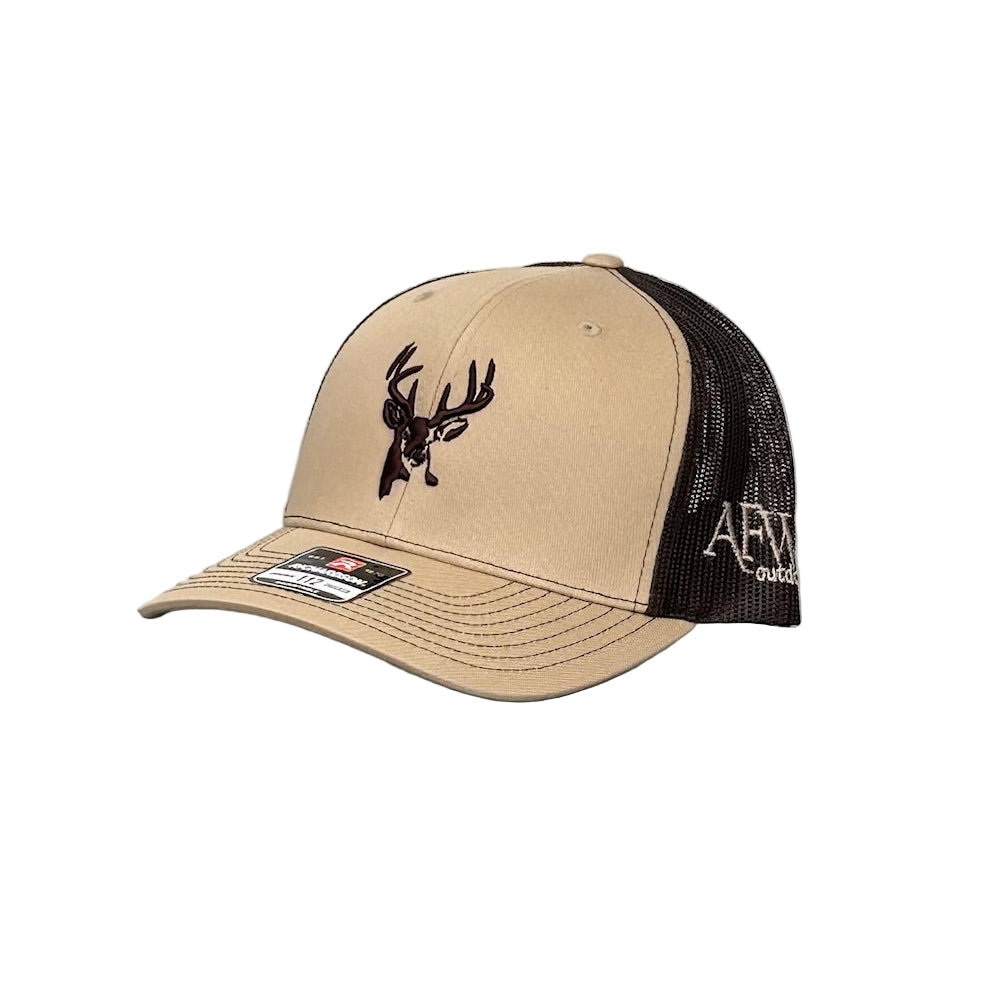 AFW 112 Khaki / Coffee Buck Logo Trucker
