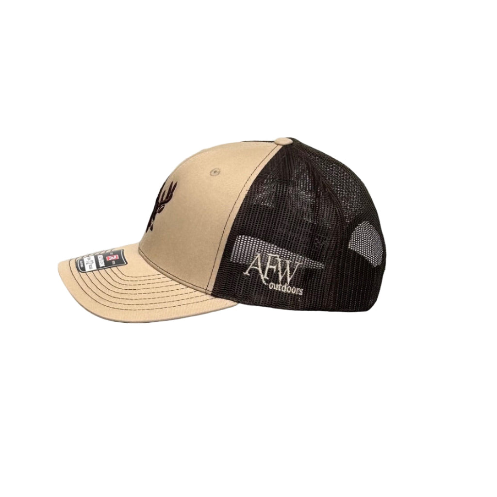 AFW 112 Khaki / Coffee Buck Logo Trucker
