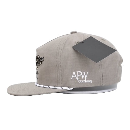 AFW Grey with White/Black Stripe Rope Goose RipStop Hat