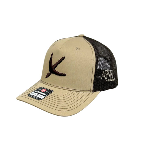 American Flyway Waterfowl 112 Khaki / Coffee Turkey Tracks Hat