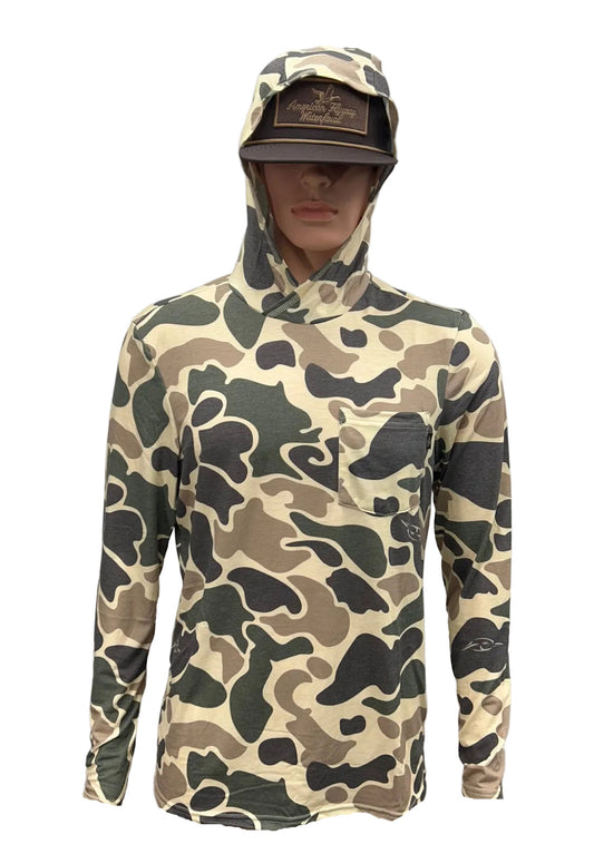 AFW Vintage Camo Green & Brown Long Sleeve with Hood