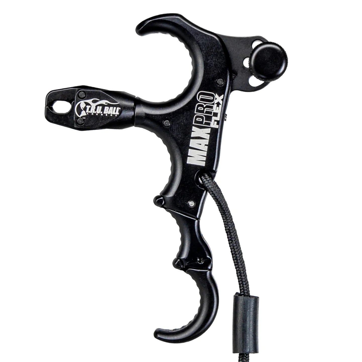 T.R.U. Ball Max Pro Flex 4 Finger Aluminum/Brass Thumb Release with Lanyard (Black)