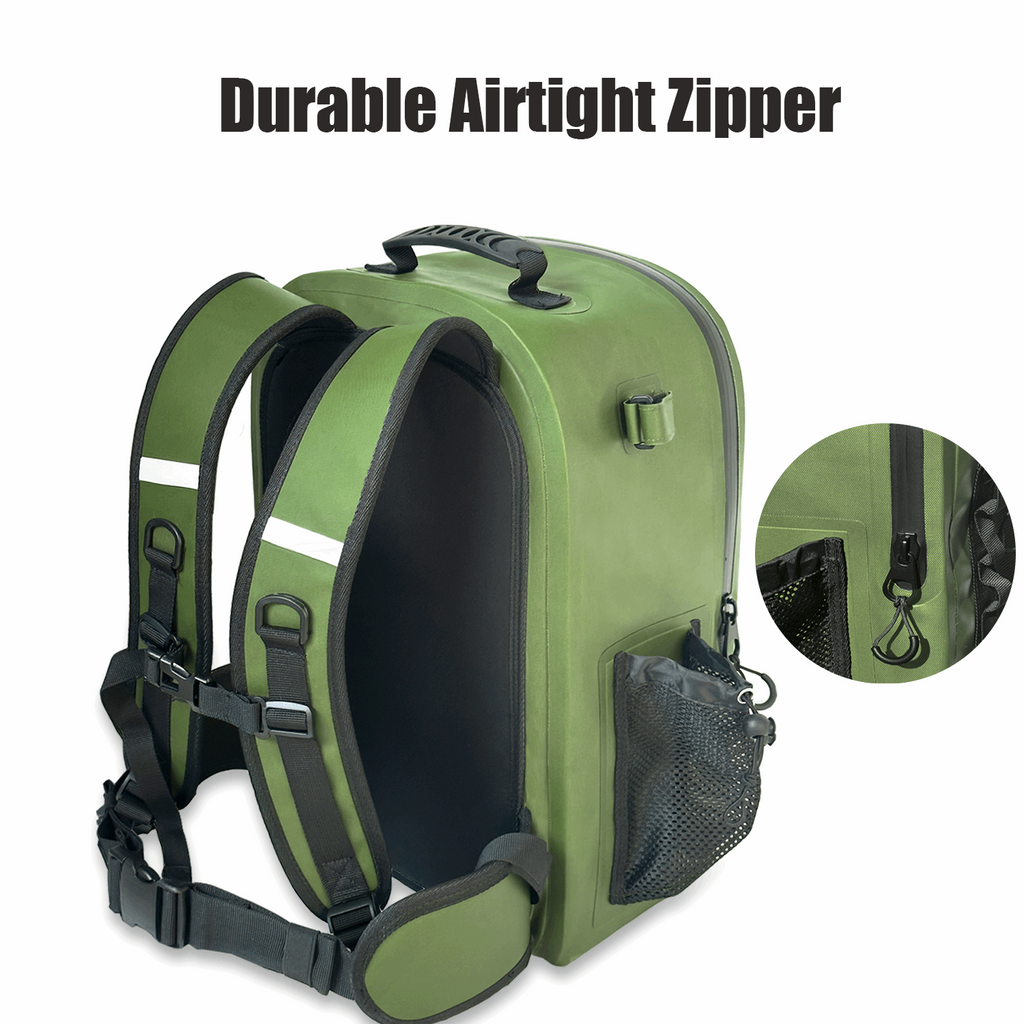 Buffalo Gear 27QT Waterproof Fishing Backpack with Rod Holder