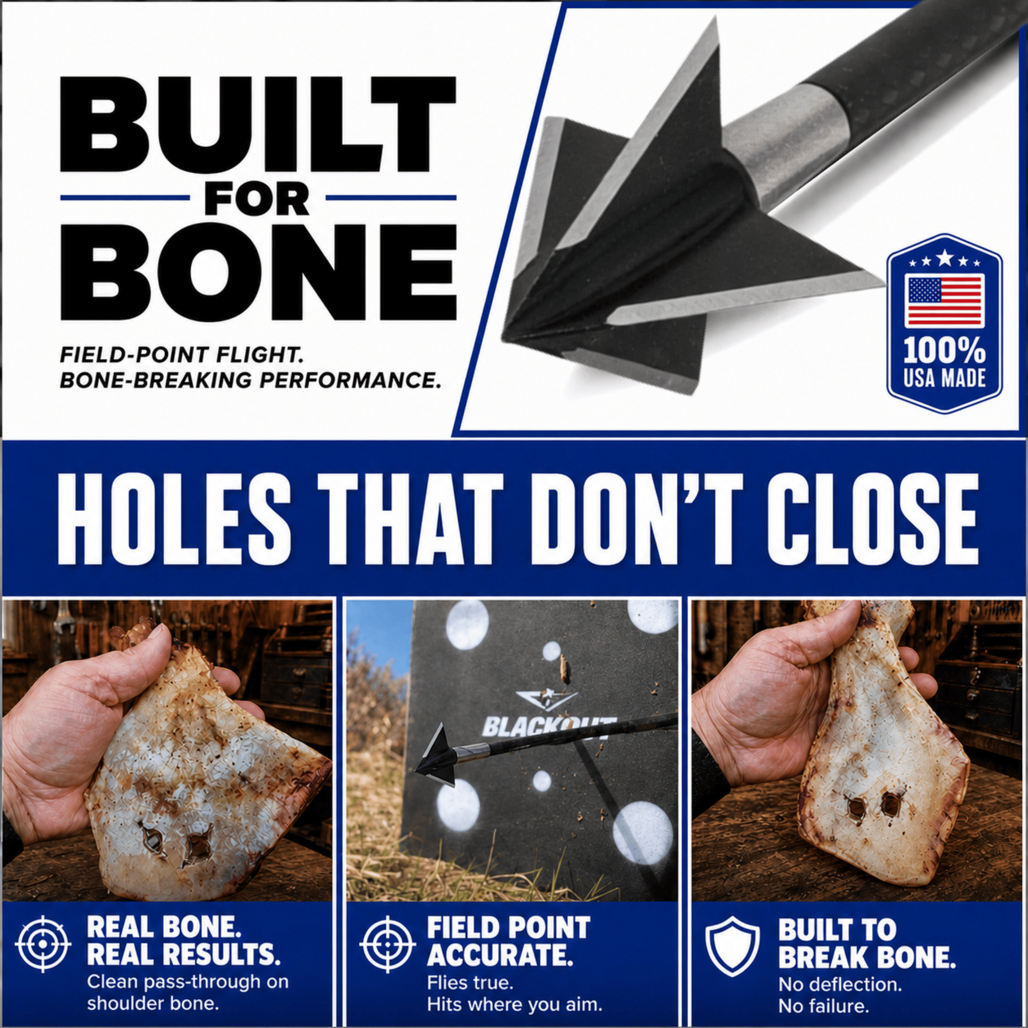 TOTA | 125 grain XL broadhead  | 1-3/16-inch solid | fixed blade