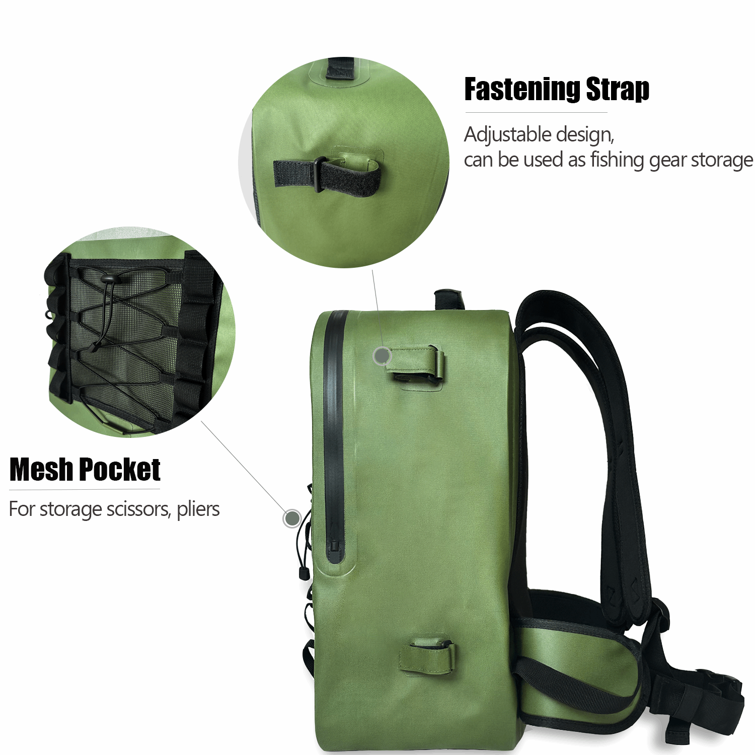 Buffalo Gear 27QT Waterproof Fishing Backpack with Rod Holder